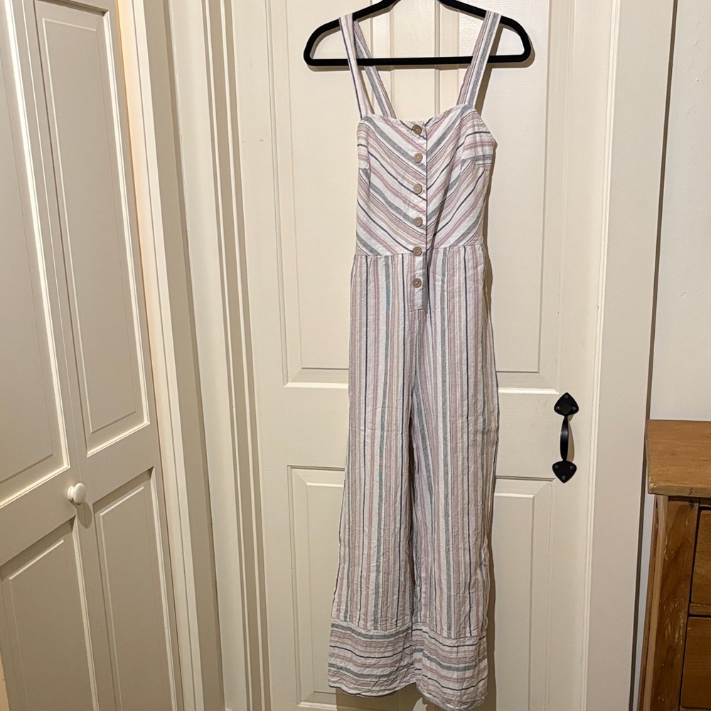 Elegant Striped Button-Front Jumpsuit